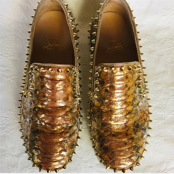 Louboutin Gold Python Boat Shoe - Picture 3 of 8